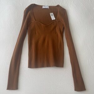 NWT Old Navy Caramel Ribbed Long Sleeve Top